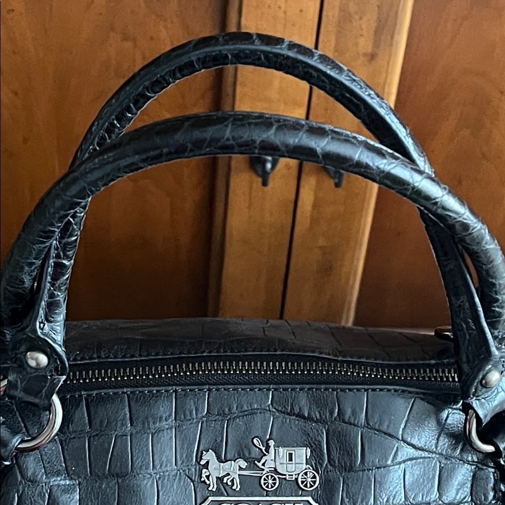 Coach Madison Sophia Croc-Embossed Satchel Black EUC - Picture 10 of 17